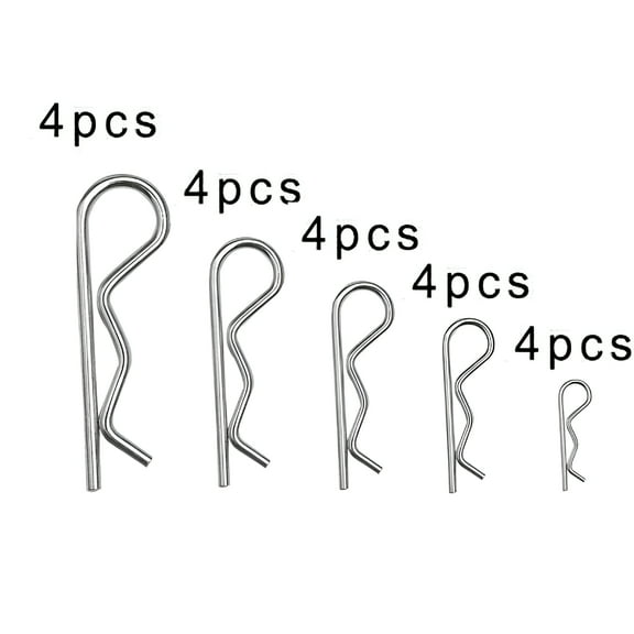 TALENO 20 Pcs Cotter Pin Assortment Kit, R Clips Heavy Duty Zinc Plated Hair Pin, Spring Fastener Assortment Kit Hitch Pins Clips Cotter Clip for Hitch Pin Lock System Multiple Sizes M1-M3