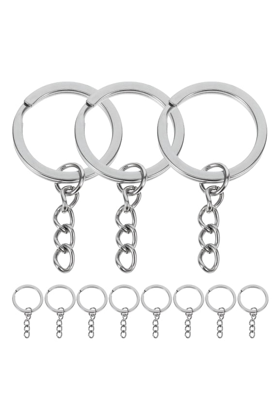 20Pcs Flat Round Key Rings Metal Keychain Rings Metal Round Key Rings Split Keyring Flat Ring