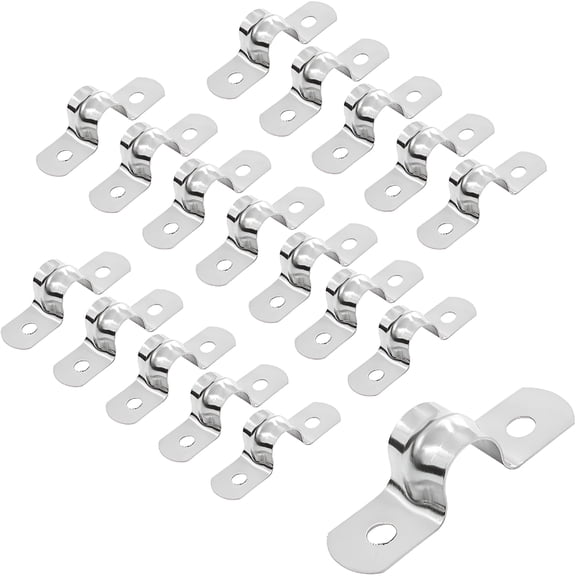 TALENO 25PCS Stainless Steel Two Hole Strap U Bracket, 10mm Rigid Pipe Strip Clamp for Plumbing, HVAC, Conduit, and Cable Management
