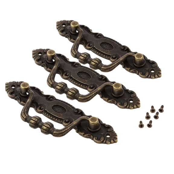 TALENO 3 Pack Antique Cabinet Hardware Handle Pull-Two Holes,Kitchen Door Wardrobe Hardware Handles with Mounting Screws for Drawer,Chest,Bin,Dresser