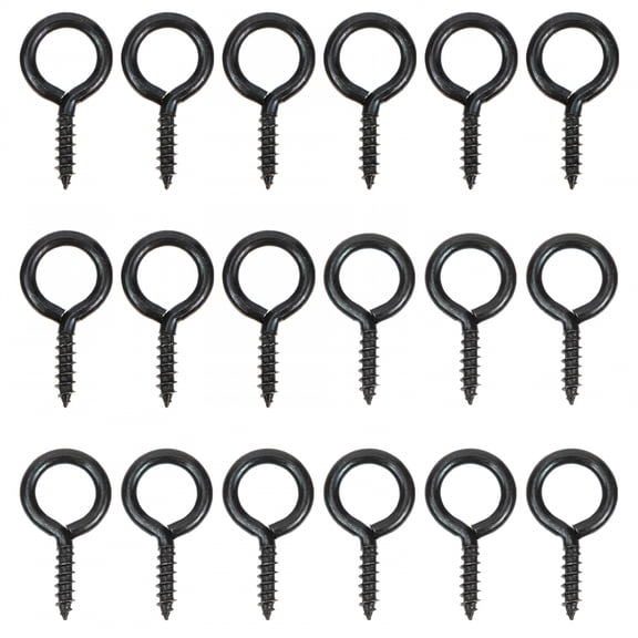 TALENO 30 Pack Heavy Duty Eye Hooks, Black Iron Self Tapping Screw in Eye Bolts, Small Hanging Hardware for Kitchen Utensils Towels, Indoor Outdoor Storage Organization, 1.26 Inch and 1.18 Inch