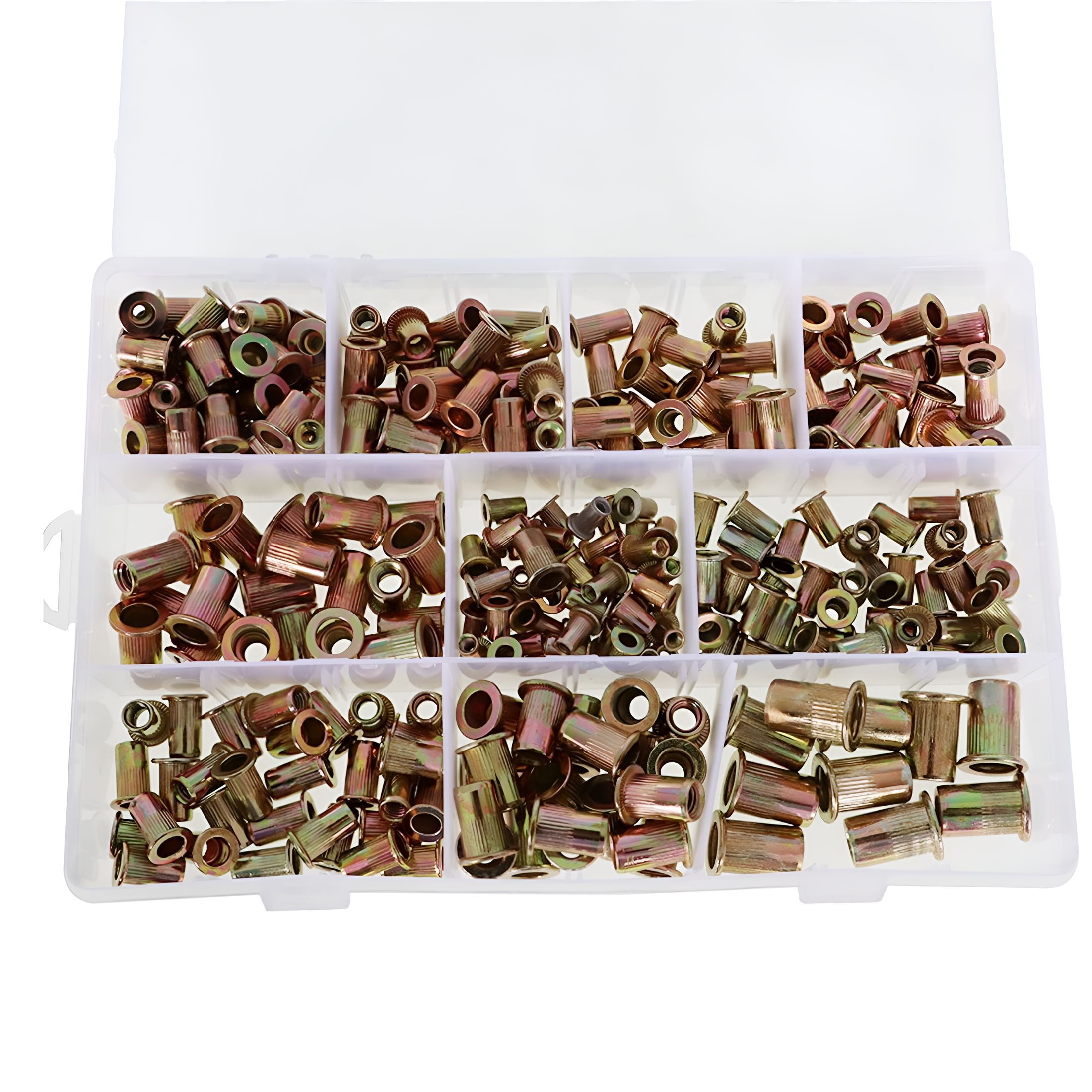 TALENO 300Pcs Zinc Steel Rivet Nut Rivnut Nutsert Assort, 150 Pcs SAE & 150 Pcs Metric Rivet Nuts