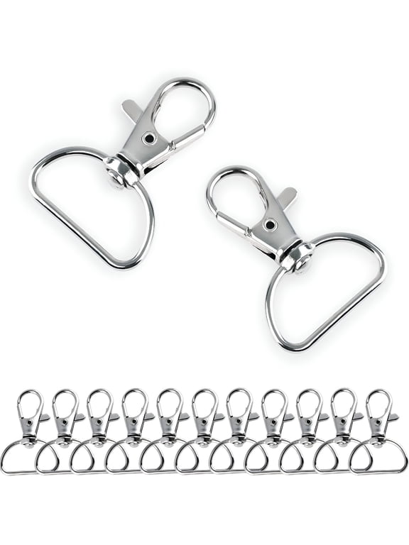 30Pcs 1 Inch Metal Swivel Clasps with D Ring, Zinc Alloy Lobster Claw Keychain Clips, Lanyard Snap Hooks Hardware for DIY Crafting, Purse, and Pet Collar (25mm)