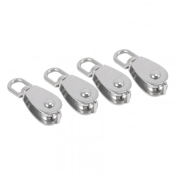 TALENO 4PCS Single Pulley Block Stainless Steel Small Pulley Roller For Rope Cord Swivel Silver Pulley