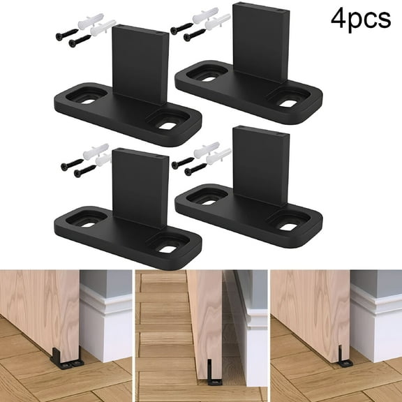 XIBUFE 4PCS Sliding Door Slides Rails Barn Door Floor Guide Stay Roller For Sliding Barn Door Bottom Swing Stopper