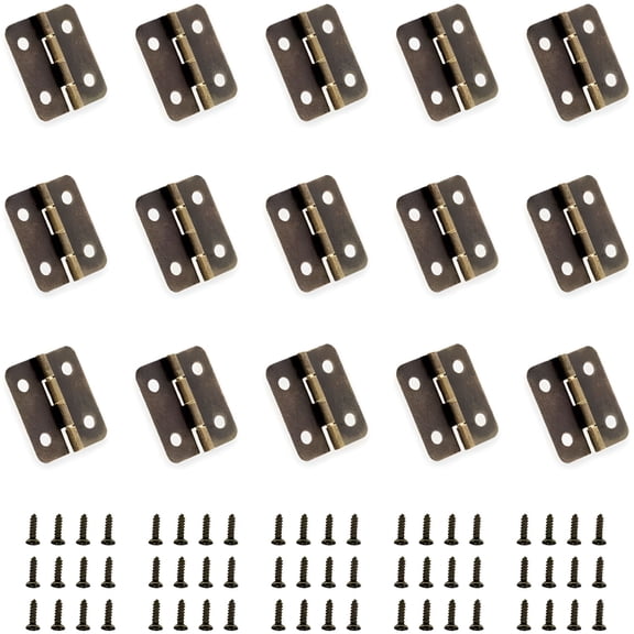TALENO 50-Pack of Pure Copper Mini Hinges with Corrosion-Resistant Finish for Cabinets,Drawers,and DIY Projects Antique Bronze Hinges for Wooden Jewelry Boxes