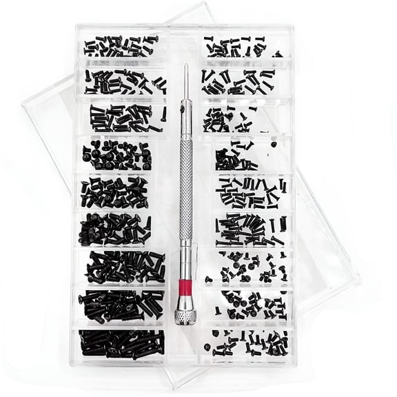 TALENO 500Pcs Micro Tiny Repair Screw Kit, Stainless Steel M1 M1.2 M1.4 M1.6, Assorted Mini Screws for Glasses, Laptop, Cellphone, Electronics, with Storage Box