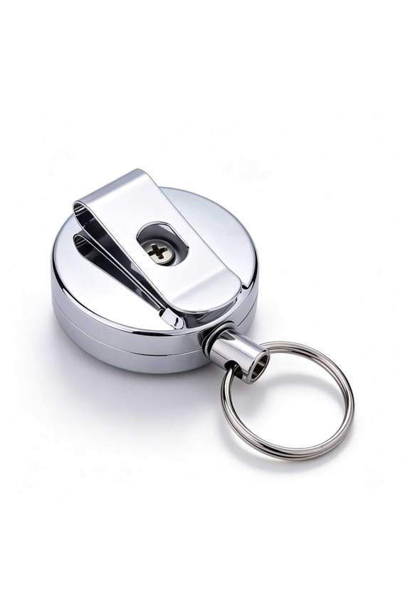 60cm Retractable Pull Chain Recoil Key Ring Keychain Belt Clip Metal Card Holder