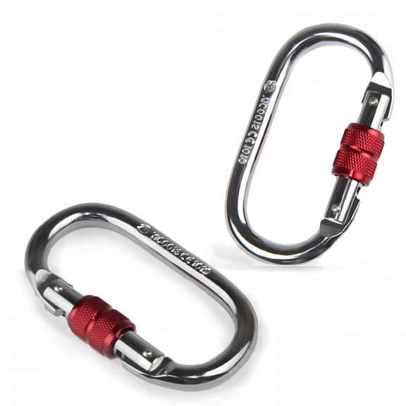 TALENO Carabiner, Oval Locking Steel Carabiner Clip, 4.33" Heavy Duty Carabiners with Fast Sp Loaded Door - Pack of 2 Red