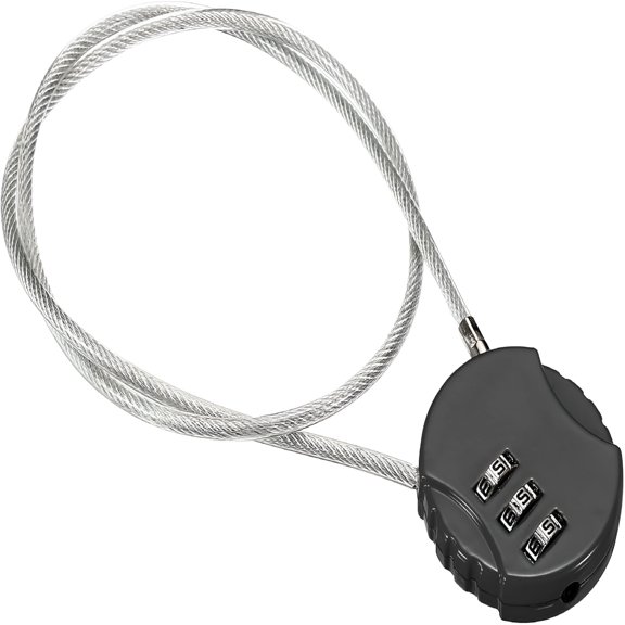 TALENO Combination Lock 20 Inch,3 Digit Outdoor Waterproof Code Padlock with Wire Rope for Luggage Gym Locker Fence Toolbox Backpack,Black