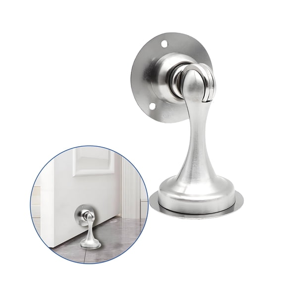 ZHZFKQ Door Stoppers Bottom Punch-Free Magnetic Stopper Matching Film Screws sliver