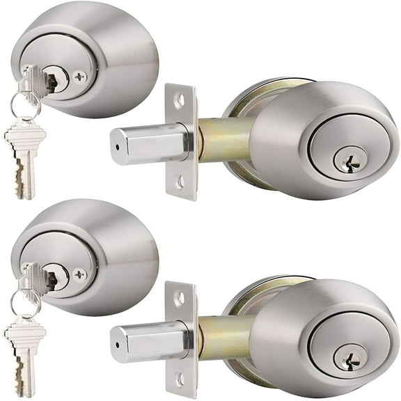 TALENO Double Cylinder Deadbolts Door Locks Satin Nickel Keyed Both Sides Door Locksets for Exterior Interior Door 2 Pack