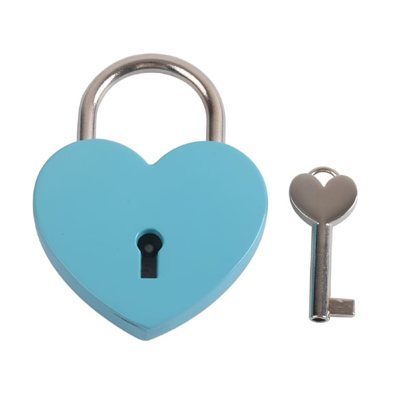 TALENO Heart Shaped Lock Metal Love Locks 1PCS+key 1PCS Valentines Day Birthday Gift (Blue)