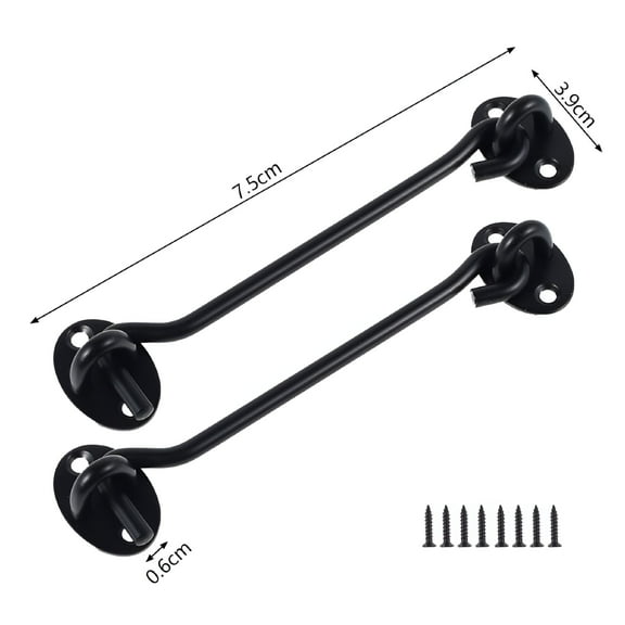 TALENO Hook and Eye Latch,Cabin Hook Black Hook and Eye Latch Stainless Steel Window Lock Door Hook Latch Cabinet Latches for Door Gate Window Closet Shed