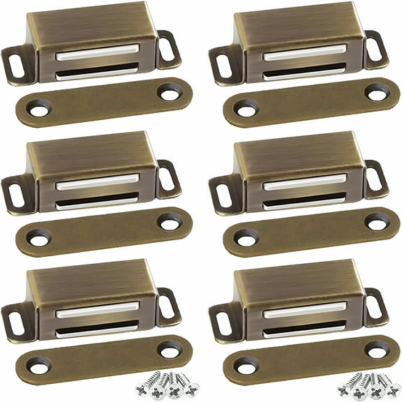 TALENO Kitchen Cabinet Magnets Closure 6 Pack Cabinet Magnetic Catch Cupboard Door Magnets Heavy Duty 15 lbs Metal RV Drawer Latch Closet Closing Stainless Steel Shutter Hardware Closer-Bronze