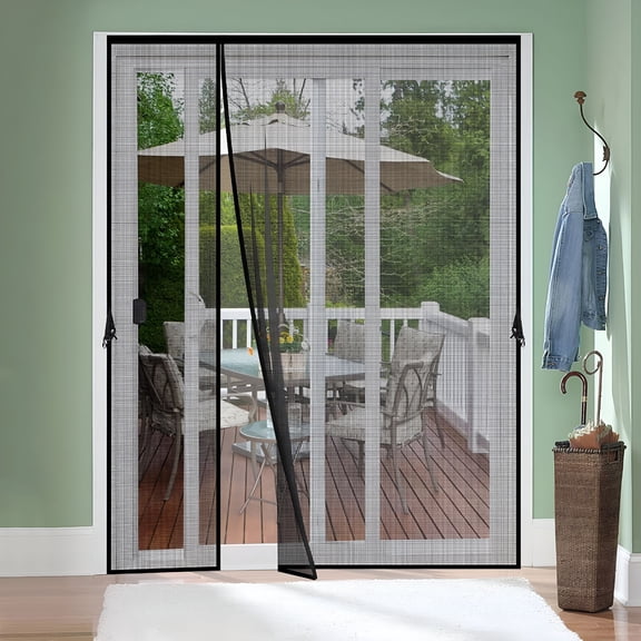 TALENO Magnetic Screen Door 60x80 Inches, Reversible Side Opening Fiberglass Mesh, No Drill Self Adhesive Bug Screen for Front Door, Sliding & French Patio