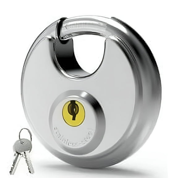 TALENO Padlock with Key for Outdoor Use,[Waterproof] [Cut Protection] 70mm Weatherproof Stainless Steel Disc Lock with 9.5mm Shackle for Warehouse,Container