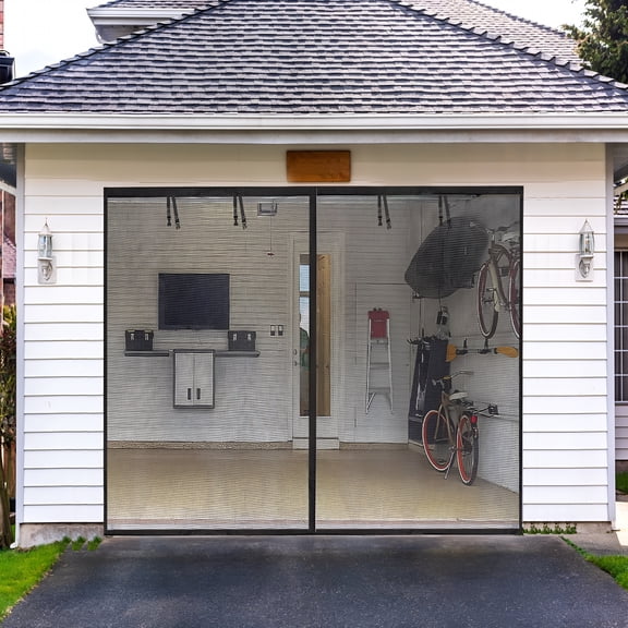 TALENO Retractable Garage Door Screen 13.1 x 6.5ft, Heavy Duty Fiberglass Magnetic Mesh, Hands Free Patio Workshop Sun Room