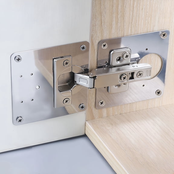 TALENO Stainless Steel Cabinet Door Hinge Repair Plate, 3.5 Inch Multi-Hole Mounting Bracket for Kitchen Cupboards and Wardrobes, Includes Screws