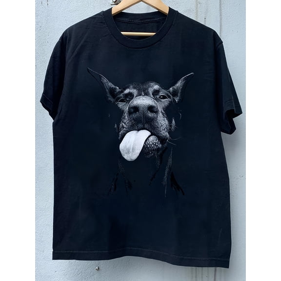 TALENT LOADING Herren Baumwoll-T-Shirt, Dobermann Hund Lustige Defiance Druck, Rundhalsausschnitt, Lockerer Schnitt, Sommer Street Style, Strickstoff, 100% Baumwolle, 180g/m², Reguläre Länge
