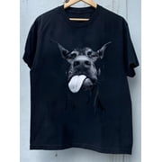 TALENT LOADING Herren Baumwoll-T-Shirt, Dobermann Hund Lustige Defiance Druck, Rundhalsausschnitt, Lockerer Schnitt, Sommer Street Style, Strickstoff, 100% Baumwolle, 180g/m , Regul re L nge