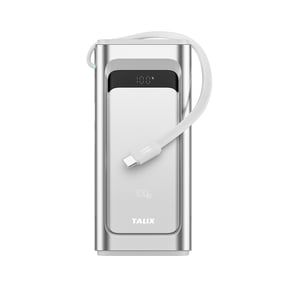 TALIX 100W 10000mAh Laptop Portable Charger,3-Port USB-C Fast Charging Battery Pack with Built-in Retractable Cables for Computer,Cell Phones,iPhone 17/16/15,iPad,Android,Samsung,Camping,Silver