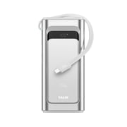 TALIX 100W 10000mAh Laptop Portable Charger,3-Port USB-C Fast Charging Battery Pack with Built-in Retractable Cables for Computer,Cell Phones,iPhone 17/16/15,iPad,Android,Samsung,Camping,Silver