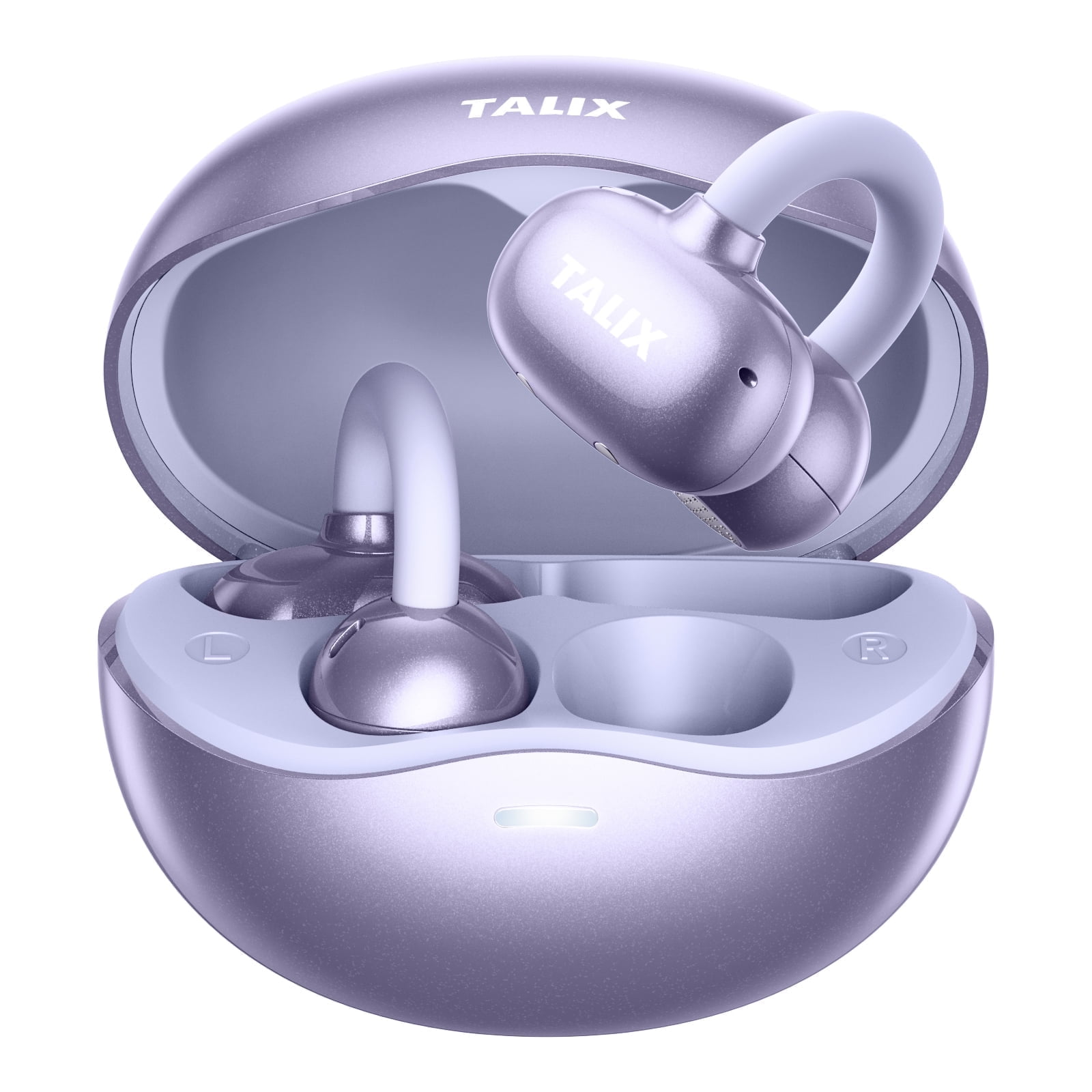TALIX Open Ear Earbuds,Clip-on Wireless Bluetooth 5.4 Headphones,Ai Call Noise Reduction,Ultra Comfort Fit for Sports,Workout,Music,Calls,Purple