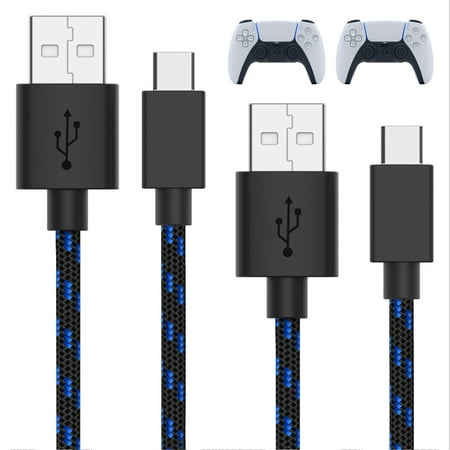 TALK WORKS Pack of 2 10ft PS5 Controller Charger Cable USB Cord PlayStation 5 Accessories, Black