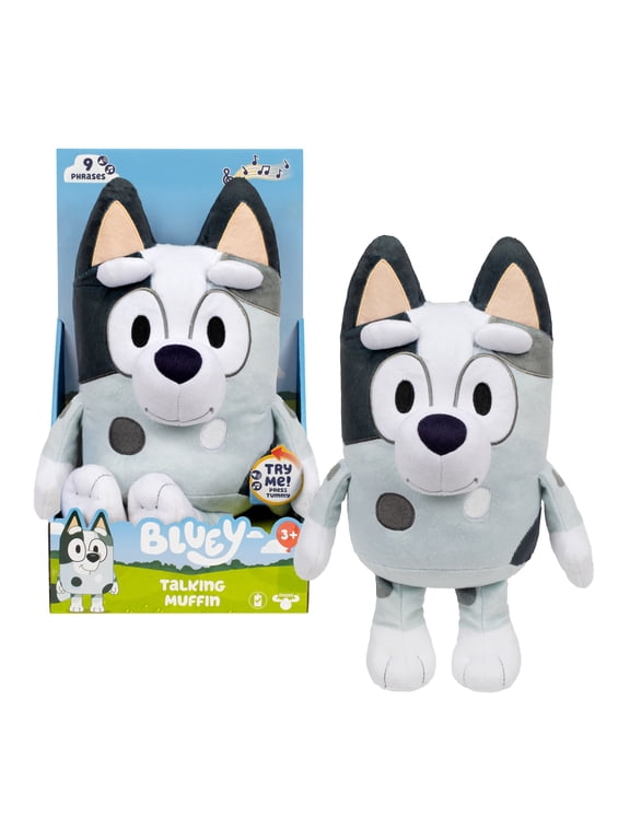 , Talking Muffin 11 Inch Plush Toy, 9 Phrases and Bluey Theme Song, Ages 3+