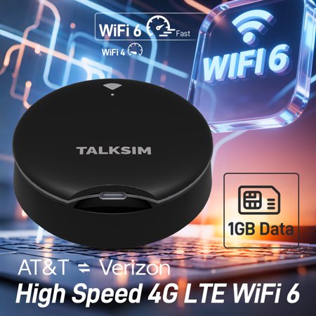TALKSIM UFO 4G LTE Mobile WiFi Device, Portable Travel WiFi Hotspot with High-Speed Data