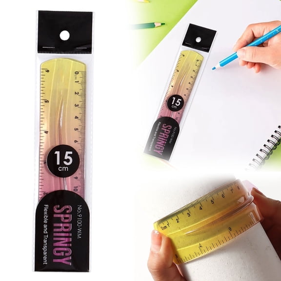 TALKVE 1 Pack 8 Inch Flexible Bendable Ruler, Yellow Gradient Soft PVC Measuring Ruler, Double Sided Inch & Centimeter Shatterproof Straight Edge Ruler for Classroom Office Stationery Supplies