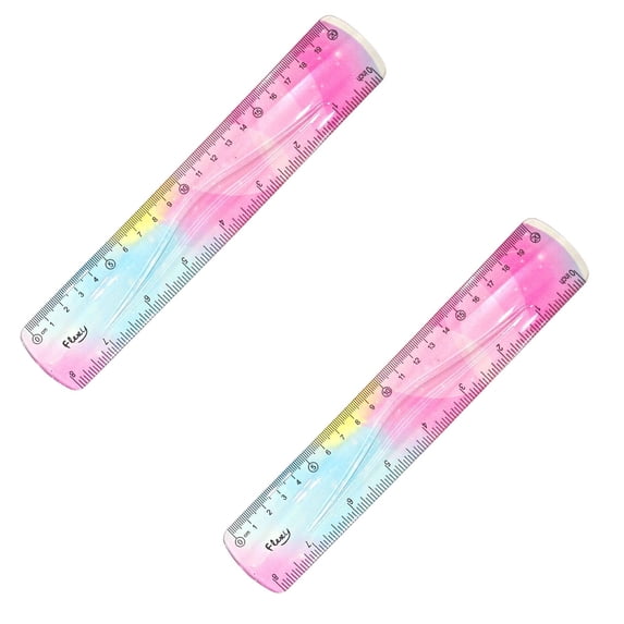 TALKVE 2 Pack 8 Inch Flexible Bendable Ruler, Pink Gradient Soft PVC Measuring Ruler, Double Sided Inch & Centimeter Shatterproof Straight Edge Ruler for Classroom Office Stationery Supplies