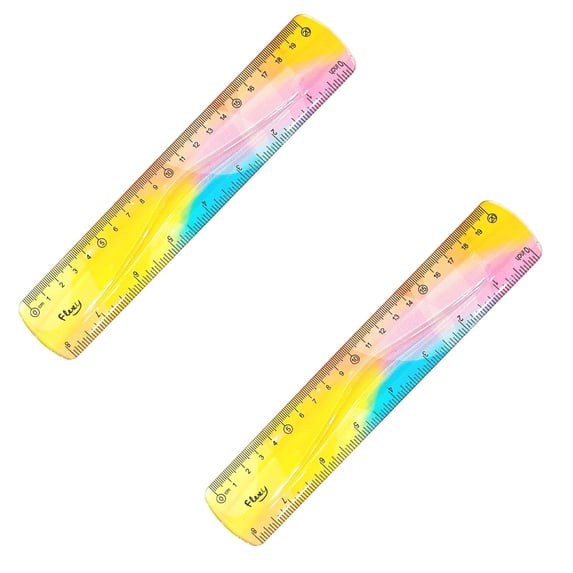 TALKVE 2 Pack 8 Inch Flexible Bendable Ruler, Yellow Gradient Soft PVC Measuring Ruler with Double Sided Centimeter & Inch Scales for Classroom Office Stationery Supplies