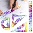 thumbnail image 1 of TALKVE 4 Pack 12 Inch Shiny Gradient Flexible Ruler Set, Bendable Straight Triangle Round Ruler Kit, Double Scale Shatterproof Stationery for Student, Craft DIY & Sewing Use, 1 of 9
