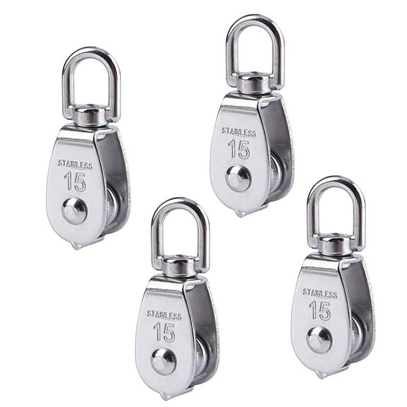TALKVE 4Pcs Single Snatch Pulley Block with Bearing, Openable Galvanized Roller for 6mm Wire Rope, 550 Lbs Max Load Lifting Hardware