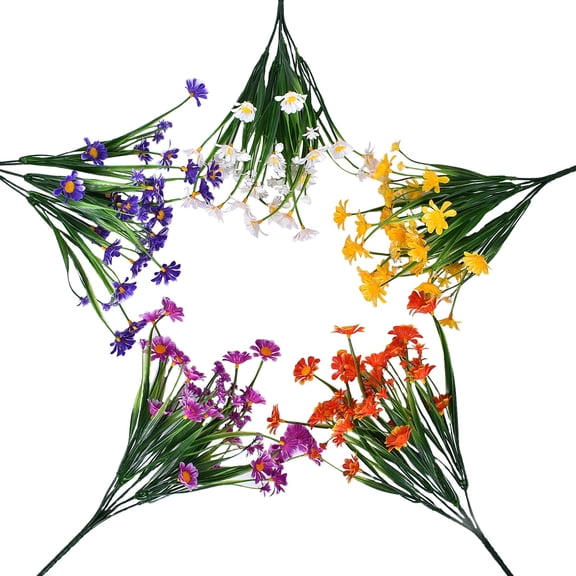 TALKVE Artificial Daisies 1 Stem White Faux Wildflowers,35 cm UV-Resistant Plastic Flowers for Indoor Outdoor Garden Porch Home Décor