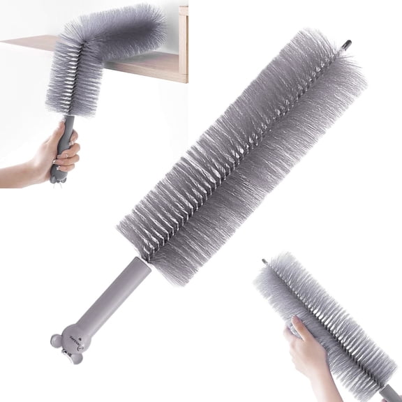 TALKVE Bendable Microfiber Fan Cleaning Duster, Electrostatic Washable Dust Brush with Flexible Lockable Neck, Reusable Cobweb Remover for Ceiling Fan Blinds Car Vents Baseboards, Gray 1 Pack