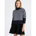 thumbnail image 1 of Free Assembly Women's Patterned Mock Neck Sweater with Tall Cuffs, Midweight, Sizes XS-XXL, 1 of 5