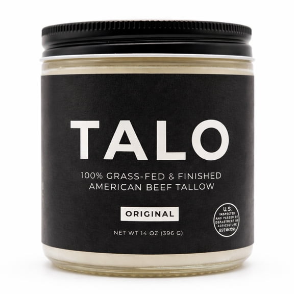 TALO 100% Grass-Fed & Grass-Finished American Beef Tallow, Cooking Fat, 14 oz Glass Jar