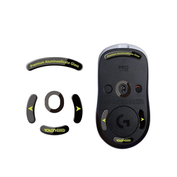 TALONGAMES Glass Mouse Feet For Logitech G PRO 2 Lightspeed Wireless Mouse Customized Round Curved Edge Mouse Glass Skates, Black