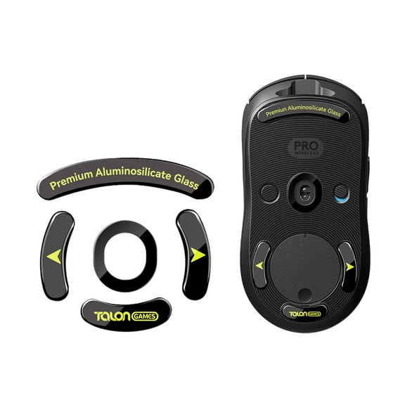 TALONGAMES Glass Mouse Feet For Logitech GPRO Wireless Mouse Customized Round Curved Edge Mouse Glass Skates, Black
