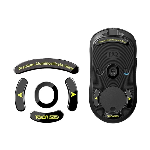 TALONGAMES Glass Mouse Feet For Logitech GPRO Wireless Mouse Customized Round Curved Edge Mouse Glass Skates, Black