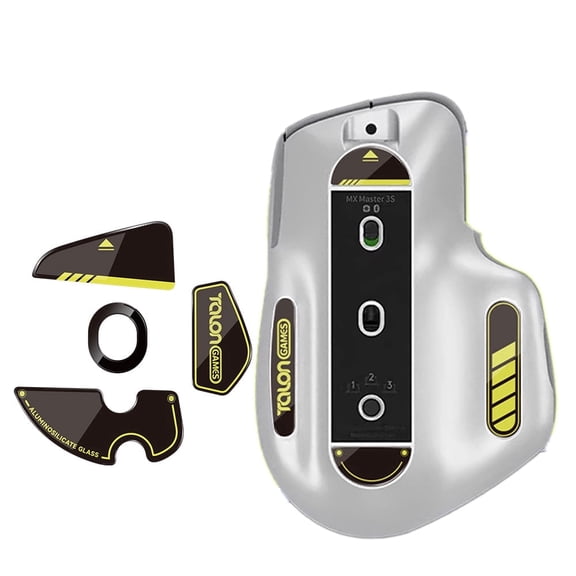 TALONGAMES Glass Mouse Feet For MX Master 4 Wireless Mouse Customized Round Curved Edge Mouse Glass Skates, Black