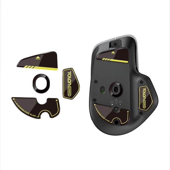 TALONGAMES Glass Mouse Feet For MX Master 4 Wireless Mouse Customized Round Curved Edge Mouse Glass Skates, Black