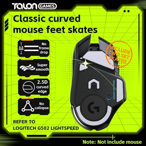 TALONGAMES Mouse Feet Skates For Logitech G502 Wireless Gaming Mouse, Gray, 2Sets