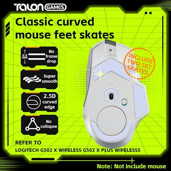 TALONGAMES Mouse Feet Skates For Logitech G502 X& G502 X PLUS LIGHTSPEED Gaming Mouse, Gray, 2Sets