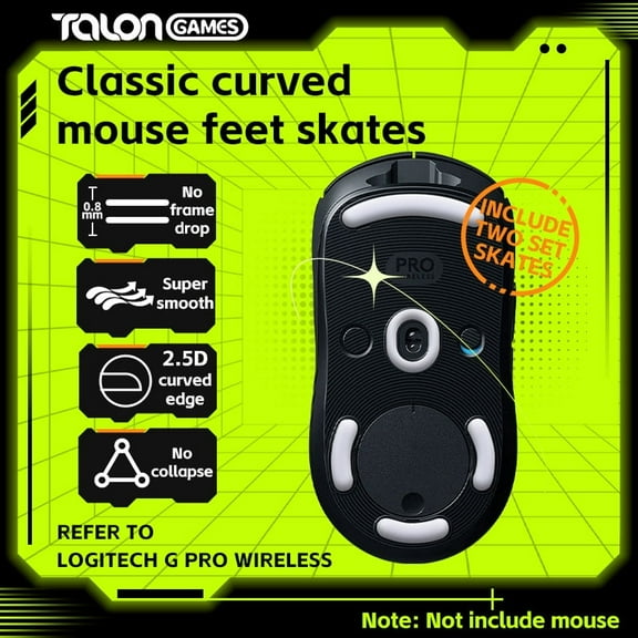 TALONGAMES Mouse Feet Skates For Logitech GPRO Wireless/ GPW Gaming Mouse, Gray, 2Sets