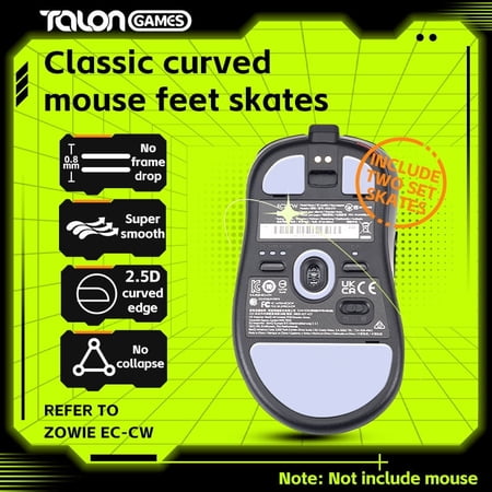 TALONGAMES Mouse Feet Skates For Zowie EC-CW Series Wireless Gaming Mouse, Gray, 2Sets