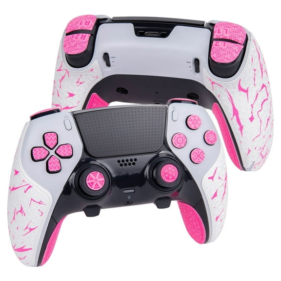 TALONGAMES Wireless Game Controller Grip Tape ELITE Version for PlayStation 5 Edge, White+Pink